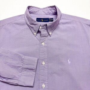 Ralph Lauren Shirt Men 17.5 Purple Plaid Business Casual Preppy Modern‎ Office